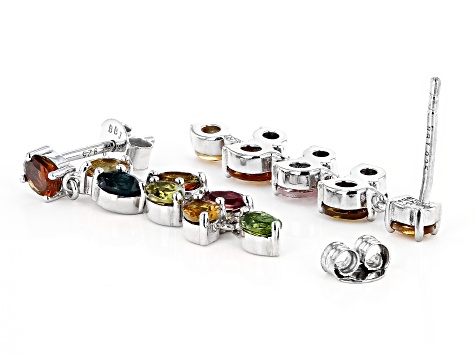 Multi-Tourmaline Rhodium Over Sterling Silver Earrings 1.55ctw