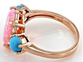 Pink Lab Created Opal 18k Rose Gold Over Sterling Silver Ring