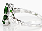 Green Chrome Diopside Rhodium Over Silver Four Leaf Clover Ring 1.63ctw