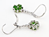 Green Chrome Diopside Rhodium Over Silver Four Leaf Clover Dangle Earrings 1.90ctw