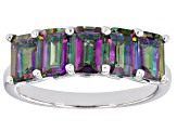 Multi Color Quartz Rhodium Over Sterling Silver 5-Stone Ring 2.37ctw