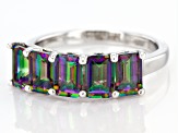 Multi Color Quartz Rhodium Over Sterling Silver 5-Stone Ring 2.37ctw