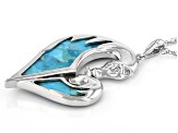 Blue Turquoise Rhodium Over Sterling Silver Horse Pendant With Chain