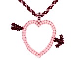 Pink Rose Quartz Rhodium Over Silver Heart Necklace