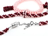 Pink Rose Quartz Rhodium Over Silver Heart Necklace
