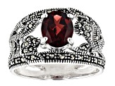 Red Garnet Rhodium Over Sterling Silver Ring 1.70ctw