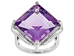 Purple Amethyst Rhodium Over Sterling Silver Ring 7.61ctw