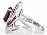 Red Ruby Rhodium Over Sterling Silver Ring 3.91ctw