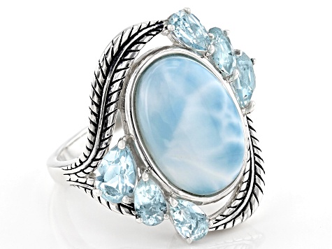 Blue Larimar Rhodium Over Sterling Silver Ring - MEH129 | JTV.com