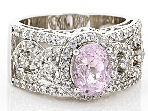 Pink Kunzite Rhodium Over Sterling Silver Ring 2.34ctw