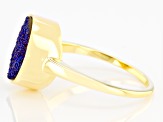 Blue Drusy Quartz 18k Yellow Gold Over Sterling Silver Ring