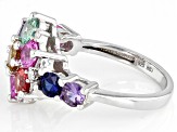 Multi-Color Lab Created Sapphire Rhodium Over Sterling Silver Ring 2.63ctw