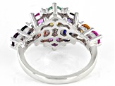 Multi-Color Lab Created Sapphire Rhodium Over Sterling Silver Ring 2.63ctw