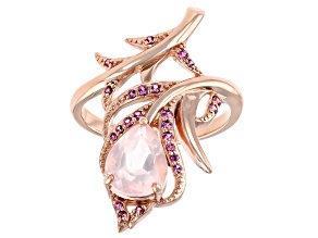Rose Quartz 18K Rose Gold Over Sterling Silver Ring 0.16ctw