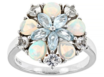 Picture of White Ethiopian Opal Rhodium Over Sterling Silver Ring 1.78ctw