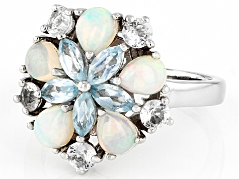 White Ethiopian Opal Rhodium Over Sterling Silver Ring 1.78ctw