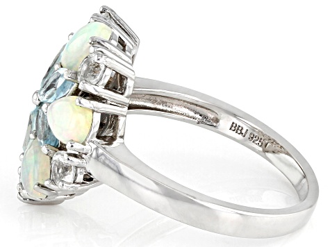 White Ethiopian Opal Rhodium Over Sterling Silver Ring 1.78ctw