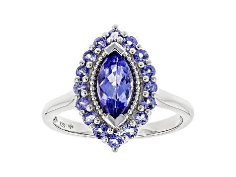 Blue Tanzanite Rhodium Over Sterling Silver Ring 1.20ctw