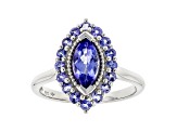 Blue Tanzanite Rhodium Over Sterling Silver Ring 1.20ctw