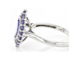 Blue Tanzanite Rhodium Over Sterling Silver Ring 1.20ctw