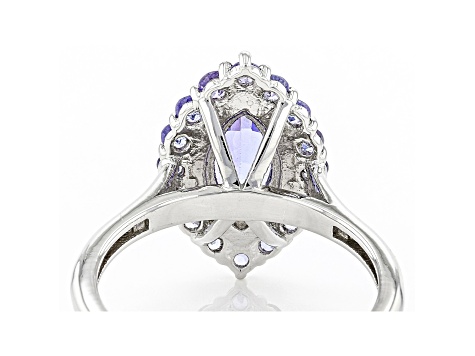 Blue Tanzanite Rhodium Over Sterling Silver Ring 1.20ctw