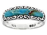 Blue Turquoise Rhodium Over Sterling Silver Ring