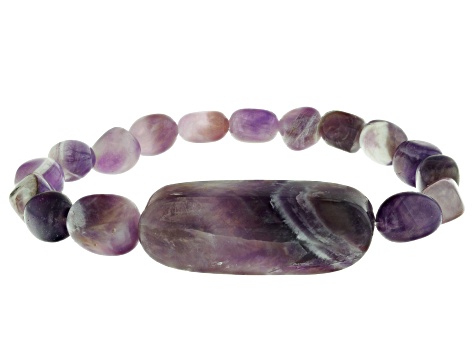Purple Amethyst Beaded Stretch Bracelet.