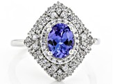 Blue Tanzanite Rhodium Over Sterling Silver Ring 1.85ctw
