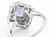 Blue Tanzanite Rhodium Over Sterling Silver Ring 1.85ctw