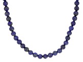 Blue Lapis Lazuli Rhodium Over Sterling Silver Beaded Necklace