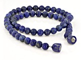 Blue Lapis Lazuli Rhodium Over Sterling Silver Beaded Necklace