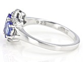 Blue Tanzanite With White Zircon Rhodium Over Sterling Silver Ring 1.78ctw