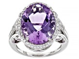 Lavender Amethyst Rhodium Over Sterling Silver Ring 8.46ctw