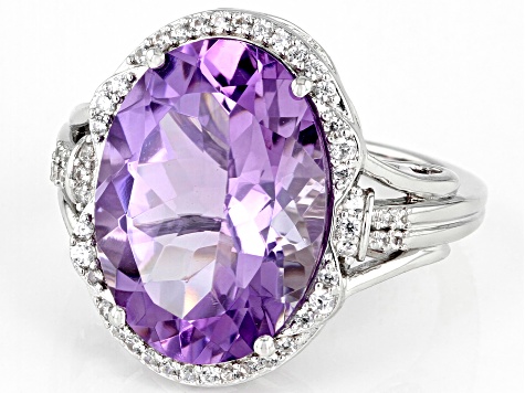 Lavender Amethyst Rhodium Over Sterling Silver Ring 8.46ctw