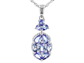 Blue Tanzanite Rhodium Over Sterling Silver Pendant With Chain 2.54ctw