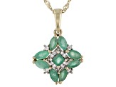 Green Emerald 18K Yellow Gold Over Sterling Silver Pendant With Chain. 1.45ctw