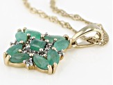 Green Emerald 18K Yellow Gold Over Sterling Silver Pendant With Chain. 1.45ctw