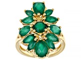 Green Onyx 18k Yellow Gold Over Sterling Silver Ring. 3.14ctw