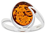 Yellow Amber Sterling Silver Solitaire Ring
