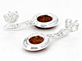 Yellow Amber Sterling Silver Solitaire Earrings