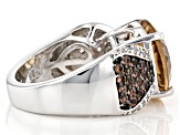 Champagne Quartz Rhodium Over Sterling Silver Ring 6.09ctw