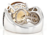 Champagne Quartz Rhodium Over Sterling Silver Ring 6.09ctw