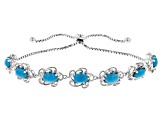 Blue Sleeping Beauty Turquoise Rhodium Over Sterling Silver Sliding Adjustable Bracelet