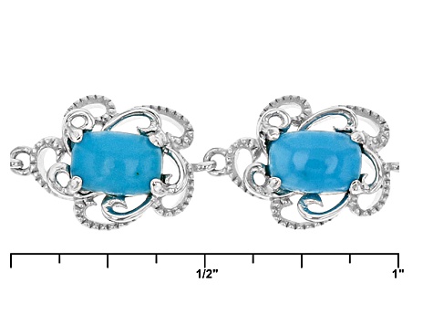 Blue Sleeping Beauty Turquoise Rhodium Over Sterling Silver Sliding Adjustable Bracelet