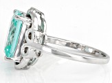 Green Lab Created Spinel Rhodium Over Sterling Silver Solitaire Ring. 5.78ct