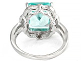 Green Lab Created Spinel Rhodium Over Sterling Silver Solitaire Ring. 5.78ct