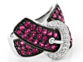 Raspberry Rhodolite Rhodium Over Sterling Silver Buckle Ring 2.21ctw