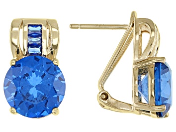 Picture of Blue Lab Created Spinel 18k Yellow Gold Over Sterling Silver Earrings 6.75ctw