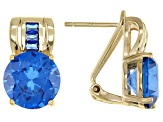 Blue Lab Created Spinel 18k Yellow Gold Over Sterling Silver Earrings 6.75ctw