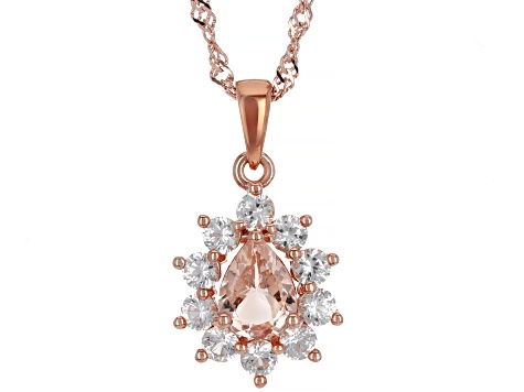 Peach Morganite With 18k Rose Gold Over Silver Pendant With Chain 1.72ctw